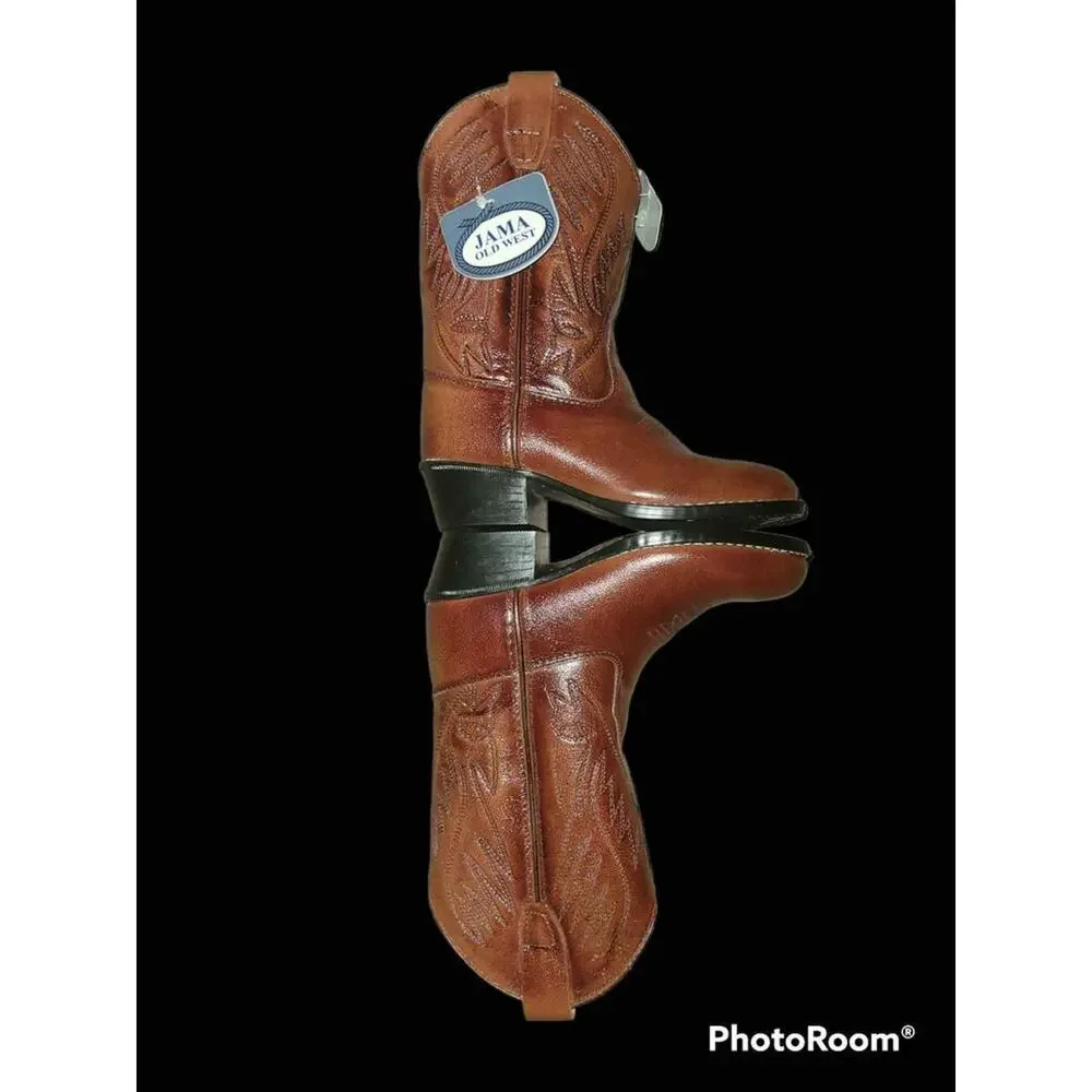 NWT, Old West Kids Jama Cowboy Boots Brown, Size 1.5.